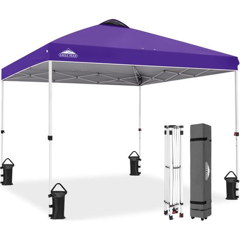 Tente Tonnelle Pliante avec Sac à roulettes, 8 Piquets, 4 Cordes, 4 Sacs de Lestage, Tente Facile à Monter, 3x3 m, 9 m² d'Ombrage, Violet (1/5)