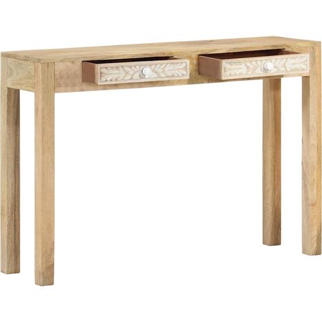 Maison Exclusive - Tavolo Consolle 110x30x75 cm Legno Massello Sbiancato di Mango (1/5)