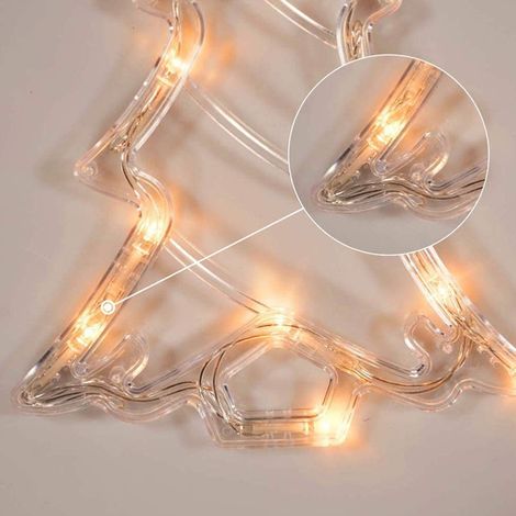 Weihnachts-LED-Lichterkette mit Saugnäpfen, Fenster- und Schlafzimmerdekoration, Set mit 3 Motiven (Tanne + Rentier + Schneeflocke) (1/5)