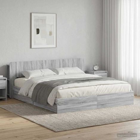 Estructura de cama con almacenamiento gris 200 x 200 cm (1/5)