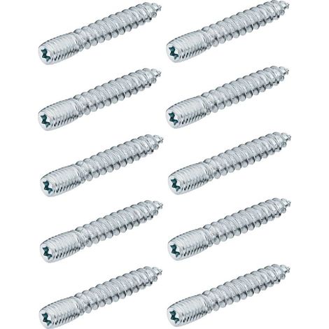 Lot de 10 vis à double filetage M8 x 100mm – Assemblage sans tête – Empreinte torx pour métaux et bois – Pied meuble (1/2)
