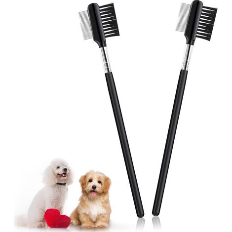 Lot de 2 brosses double face pour les yeux, idéales pour le toilettage des petits animaux et des chats. Élimine les croûtes et le mucus. (1/5)