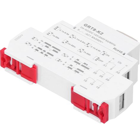 AC/DC 12V-240V 50/60HZ Zeitrelais, 2 Öffnungs- und 2 Schließmodi, 4 Verzögerungsmodi, Verzögerungsbereich 0,1s-99h, GRT8-K2 (1/5)