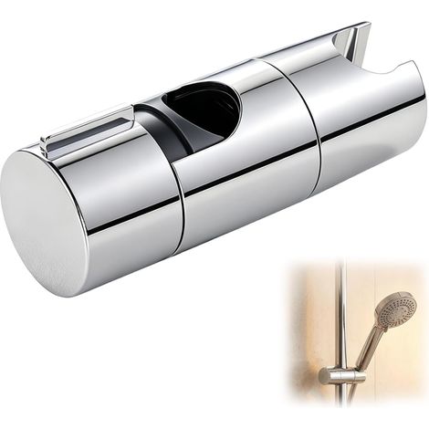 Support de douche réglable pour barre coulissante 19-25 mm, support de pommeau de douche pivotant à 45°, sans perçage, compatible avec tous les pommeaux et barres de douche standard. (1/5)