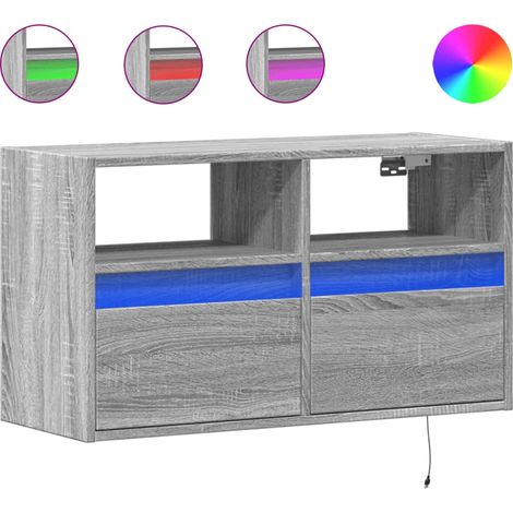 Mobile TV Armadietto TV Mobile Porta TV a Parete con Luci LED Grigio Sonoma 80x31x45 cm (1/5)