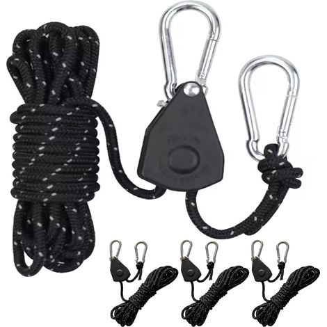 4 Stück 13ft/4M Reflektierend Abspannseile Seil mit Seilspanner, Ø 4mm Einstellbare Seil Ratsche Rope Seilratsche mit Haken (1/5)