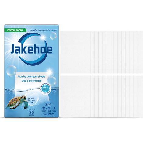 Feuilles de lessive JAKEHOE : Nettoyage quotidien, élimine les taches tenaces, doux pour la peau, parfum longue durée, convient à un usage domestique, 30 feuilles. (1/5)