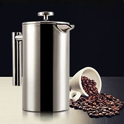 3 tasses Cafetière à piston, inox 304, 350 ml, filtration précise, design ergonomique, idéale pour cuisine ou bureau (1/4)