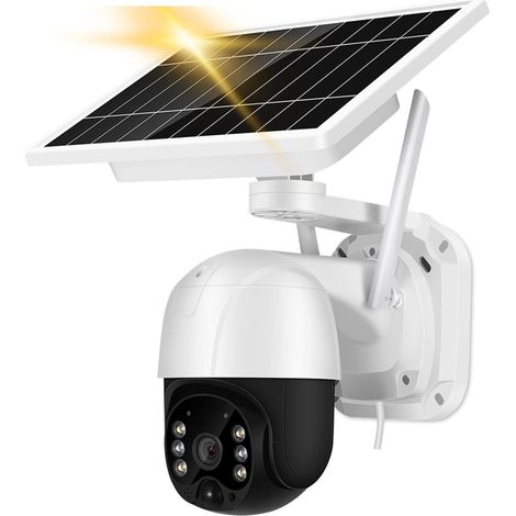 Caméra de sécurité à domicile 3MP Wifi Caméra Solaire Extérieure PIR Détection Humaine Caméra PTZ Sans Fil 30M Couleur Vision Nocturne Audio 2 Voies Caméra IP de Sécurité À Domicile ( Size : 3MP Add 1 (1/5)