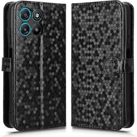 Custodia a portafoglio con rombo per Motorola Moto G57 Power Wallet, nera