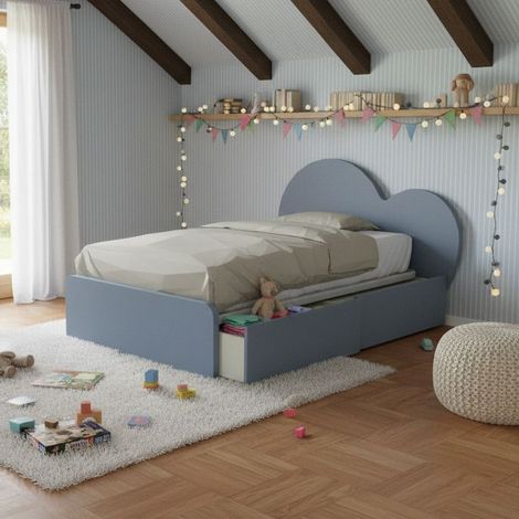 Letto a cuore 1 piazza e mezza con cassettoni - 120x190 cm - Made in Italy - Avio