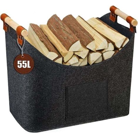 XL Log Basket Felt Basket for Extra Large Firewood Felt as Shopping Basket, Wood, Newspaper or Firewood (1/4)