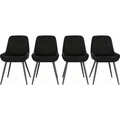 Set de 4 sillas de comedor tapizadas en terciopelo negro con patas de metal MODENUIT (1/5)