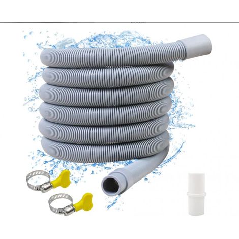 Tuyau de vidange pour lave-linge de 3 m avec connecteur et colliers de serrage pour lave-vaisselle.