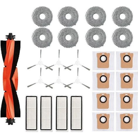 Pièces de rechange pour aspirateur robot X20+ / X20 Plus : sac à poussière, lingette de nettoyage lavable, brosse principale latérale et filtre HEPA (1/5)
