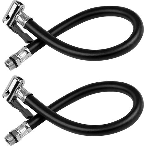 Adattatore universale per gonfiaggio pneumatici, tubo di ricambio per pompe ad aria, compressori e prolunghe per valvole per auto, moto e biciclette (confezione da 2) (37,5 cm) (1/5)