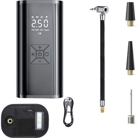 Compresseur d'air pour gonflage de pneus de voiture - Adaptateur d'alimentation électrique multifonction avec affichage numérique - Manomètre - Compresseur d'air portable pour gonflage de pneus de