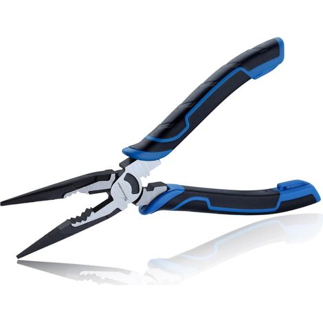 Pince à outils multifonction de 20,3 cm - Pince à long bec avec coupe-fil et pince à sertir - Mâchoires dentelées - Pince coupante à long bec - Pince d'électricien multifonction robuste (1/5)