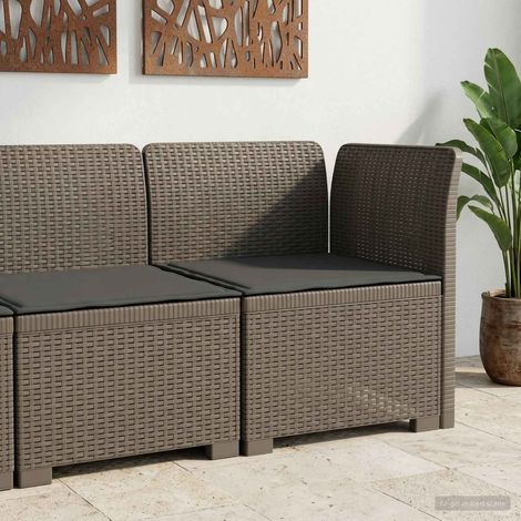 Canapé de Jardin 1 Place en Polypropylène Aspect Rotin Gris Clair avec Coussin - PANGIVO (1/5)