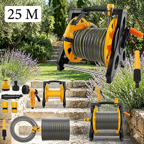 garden hose reel, portable hose reel with 25m water hose