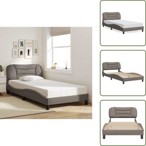Cuscino testiera - vidaXL Giroletto senza Materasso Hvar Tortora 100x200 cm in Tessuto - Letto tortora