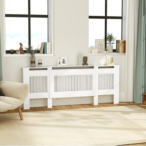 Heizkörperverkleidung ausziehbar 125-201 cm Weiß OKMYHOME