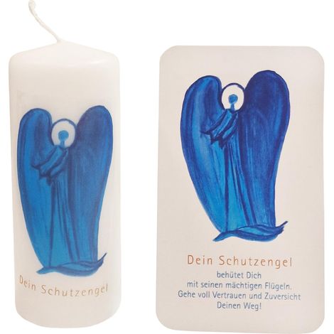 Bougie ange gardien bleue de 12 cm pour Noël, cadeau d'examen, anniversaire, communion, baptême ou comme cadeau de remerciement (1/3)