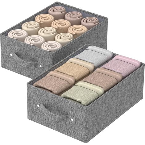 Cube de Rangement en Tissu avec Poignées,33x23x14cm,Gris,2 Pièce (1/5)