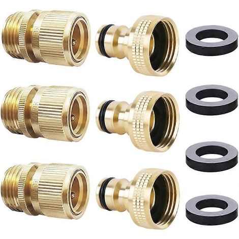 Adaptateur de tuyau d'arrosage mâle raccord rapide laiton massif connecteurs pour tuyau 3/4 pouce GH lot de 3 (1/5)