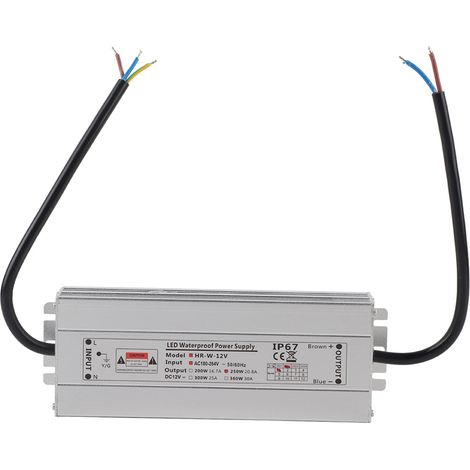 Alimentatore LED impermeabile RASTKY, trasformatore LED con alloggiamento in alluminio resistente per illuminazione interna, lampade, strisce luminose, dimmerabile, impermeabile IP67, 250 W 12 V/24 V 