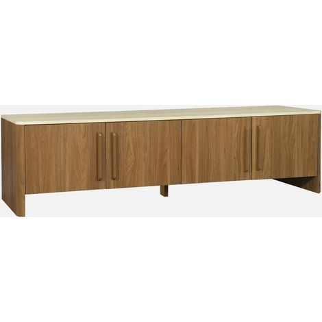 Mueble de TV efecto madera travertino con 4 puertas, 180 cm (1/5)