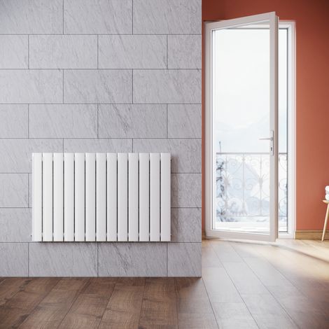 SONNI Radiateur eau chaude en acier Conception murale Vertical Tube plat Radiateur chauffage central 630x1004mm Panneau Unique Blanc (759W) Horizontal