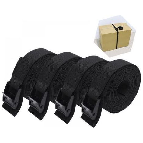 4pcs,Short padded lashing strap,25mmx1m,Tightening buckle,black (1/5)