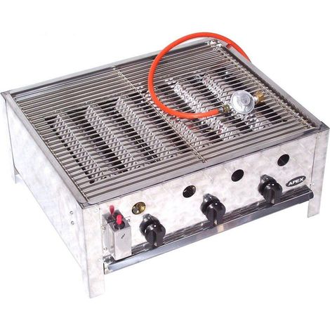 EDELSTAHL GASBRÄTER 10 kW 3 flammig GASGRILL BRÄTER GRILL BBQ Grillwagen Pfanne