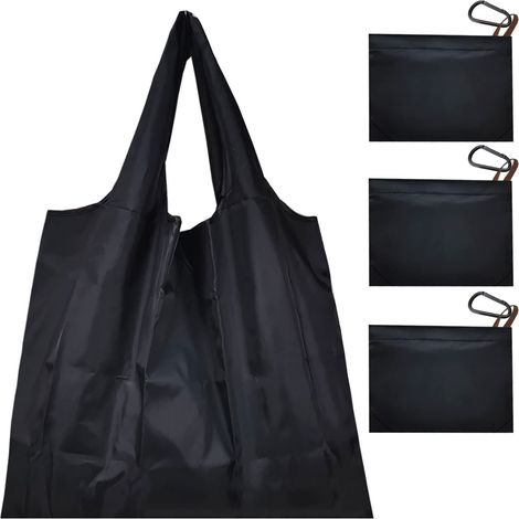 Lot de 3 Sacs de Courses Pliables et Réutilisables 50 x 48 cm Fourre Tout Avec Pochette Attachée Étanche Lavable Durable et Léger (1/4)