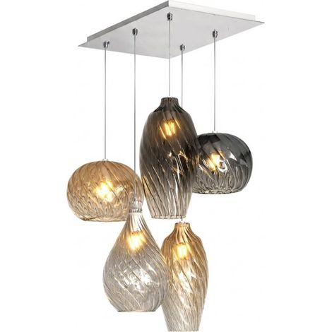 Lampadario moderno top light tide 1242x5+r60x35r5 cr e27 led metallo vetro pirex (1/5)