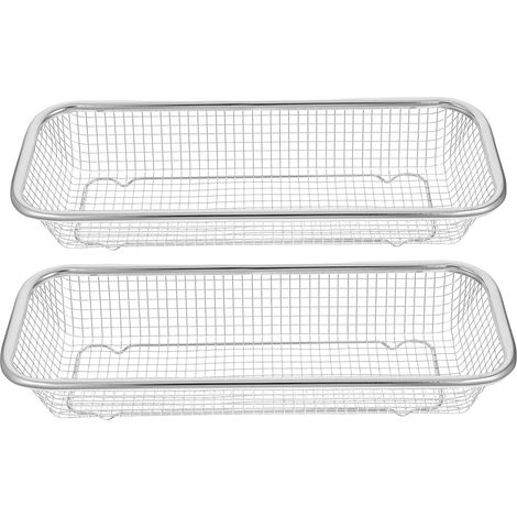 Lot de 2 paniers inox, égouttoir moderne pour rangement optimal comptoir cuisine (1/4)