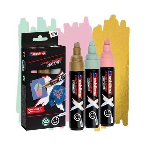 Los edding X multimarker son permanentes y fáciles de usar. Te encantará cómo quedan tus creaciones con estos colores brillantes y luminosos. Con ello