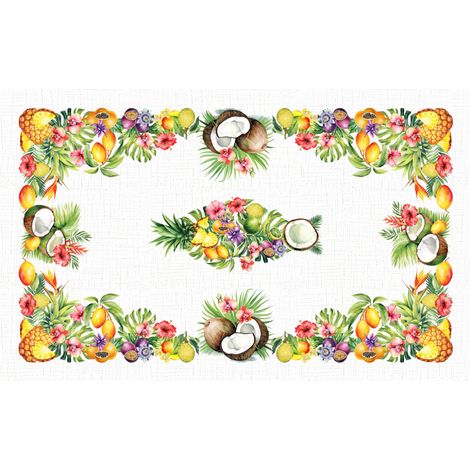 Tovaglia Copritavolo Cucina 100% Cotone Digitale Disegno Tropical GI, misura150x180coloreTropical
