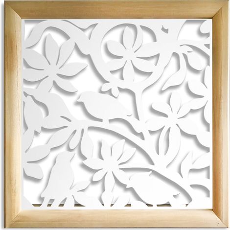 UCCELLINI - Modules décoratifs en bois et PVC - Dimension : 48x48 cm - Couleur : blanc