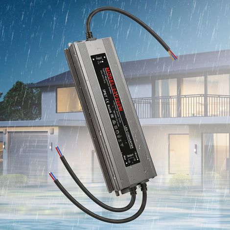 LED Transformer 24V 300W Waterproof IP67 Flicker-Free AC 190-265V 50/60Hz Transformer with 2 Outputs DC 24V 12.5A Voltage Converter for LED Strips and (1/5)