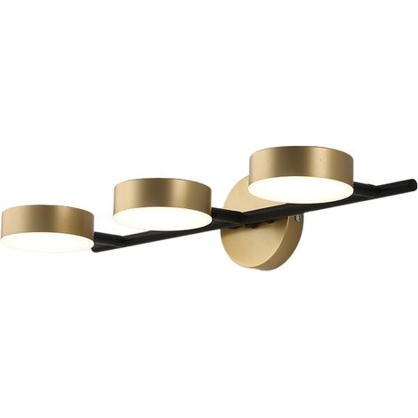 Modern three-head LED wall light, 12W, gold, suitable for bathroom mirrors and bedrooms. (1/5)