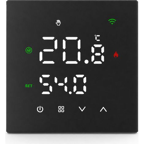 Thermostat WiFi pour chauffage électrique au sol, écran tactile, contrôle par application, 16 A, O3 noir (1/5)