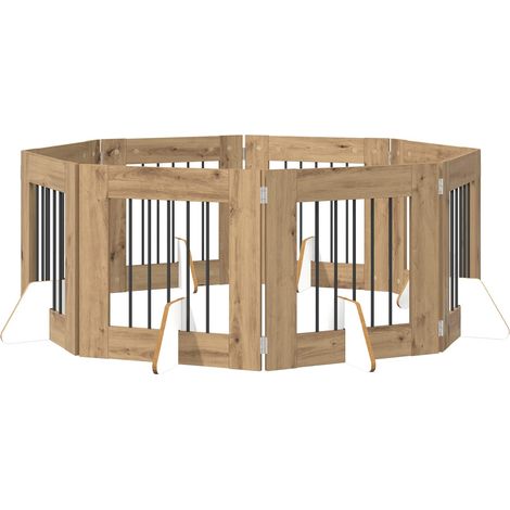 Dog Gate with Stands 8 pcs Artisan Oak 60 x 60 cm vidaXL