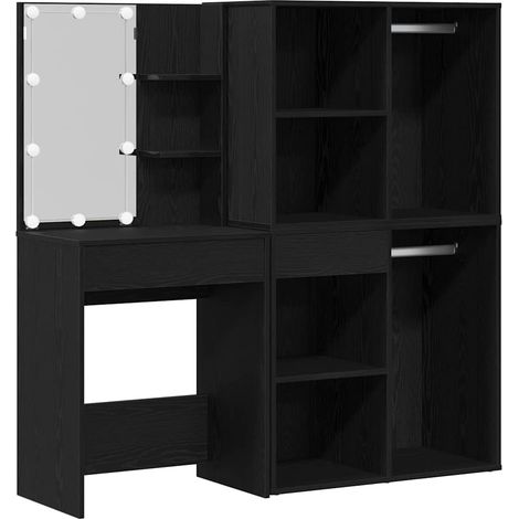 Maison Exclusive - Juego de mesa de tocador LED Roble Negro 140 x