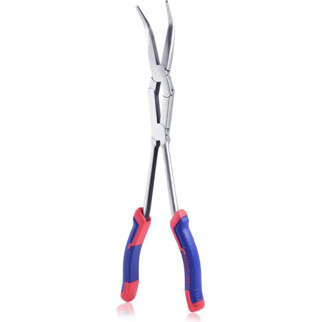 Pince à bec long coudée à double articulation de 33 cm, longue portée, double pivot de 45 degrés, pince de poignée de tuyau pour les espaces étroits difficiles à atteindre (1/5)