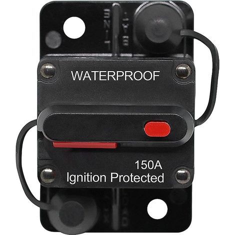 Disjoncteur de Voiture 30A - 150A, DC 12V - 48V Disjoncteur Étanche avec Réinitialisation Manuelle pour Moteur Auto Voiture Marine Bateau Vélo Stéréo Audio, 150A (1/5)