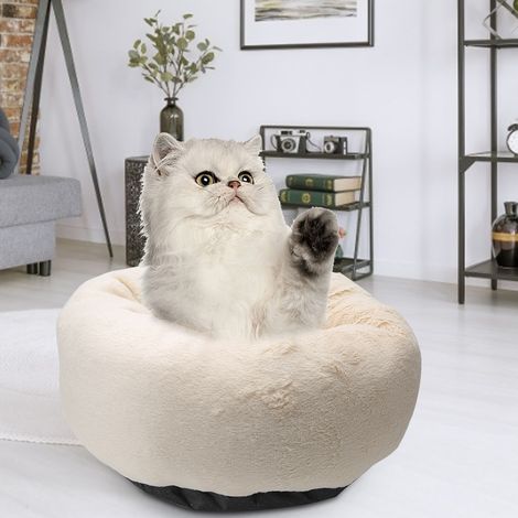 Tapis d'hiver doux et chaud pour animaux de compagnie (chiot, chat, chiot), coussin rond, accessoire nid douillet, marron clair (1/5)