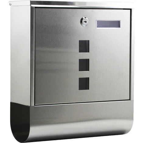 Cassetta postale di design con portagiornali per montaggio a parete 30,5 x 9,6 x 33,5 cm acciaio inox 160000052