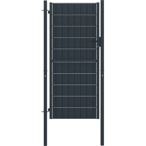 vidaXL Fence Gate PVC and Steel 100x204 cm Anthracite (1/4)
